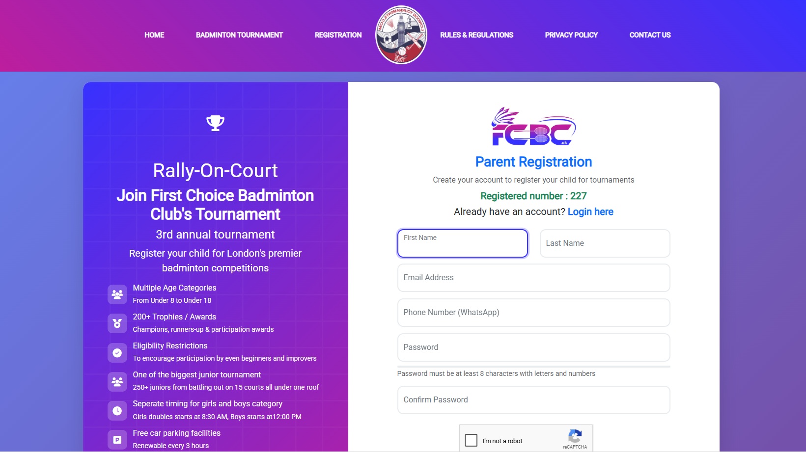 Badminton Registration