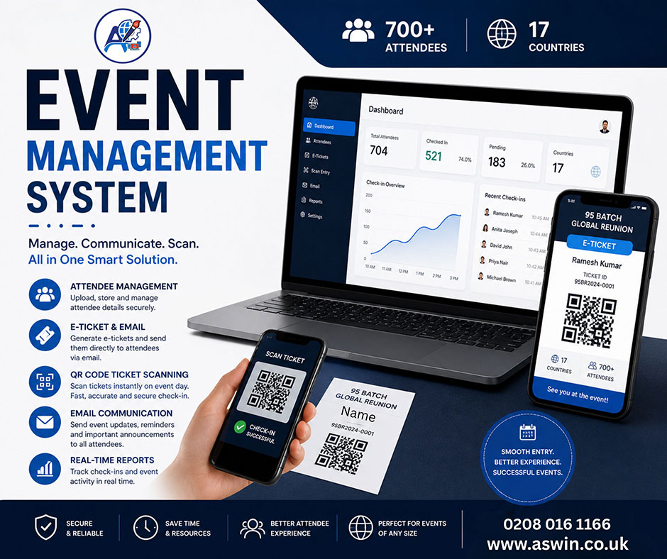 Event Management System Module Event Management System with Ticket Scanning | Aswin Web Design