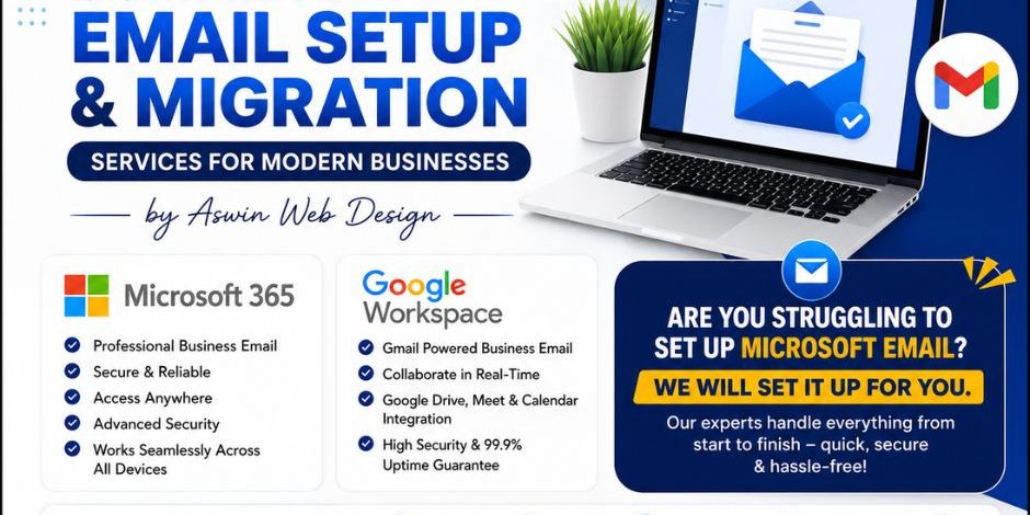 Aswin Web Design Email setup and migration